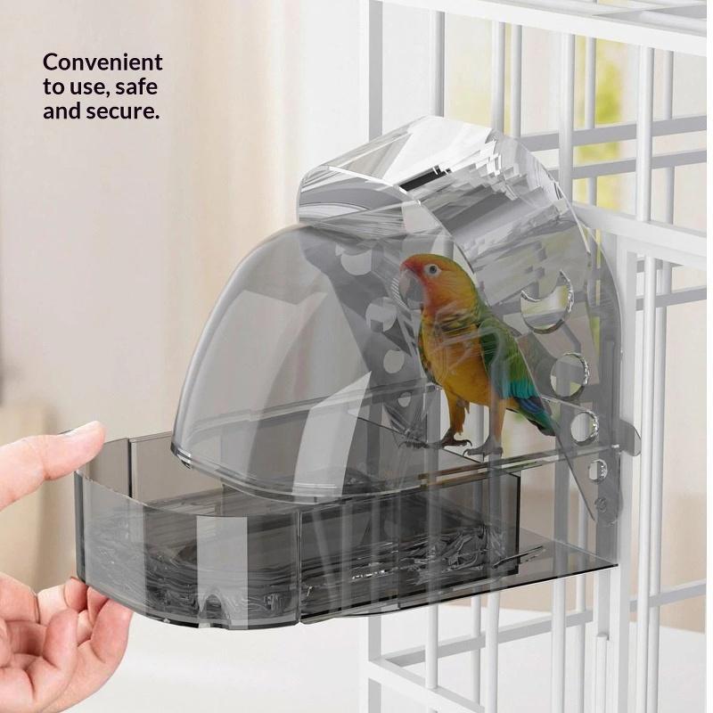No Leakage Large Transparent Bird Bath Box Removable Drawer Lightweight Hanging for Garden Outdoor Birds