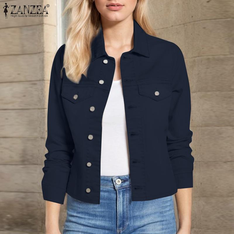 ZANZEA Bluză cardigan cu mânecă lungă, casual, cu guler răsturnat