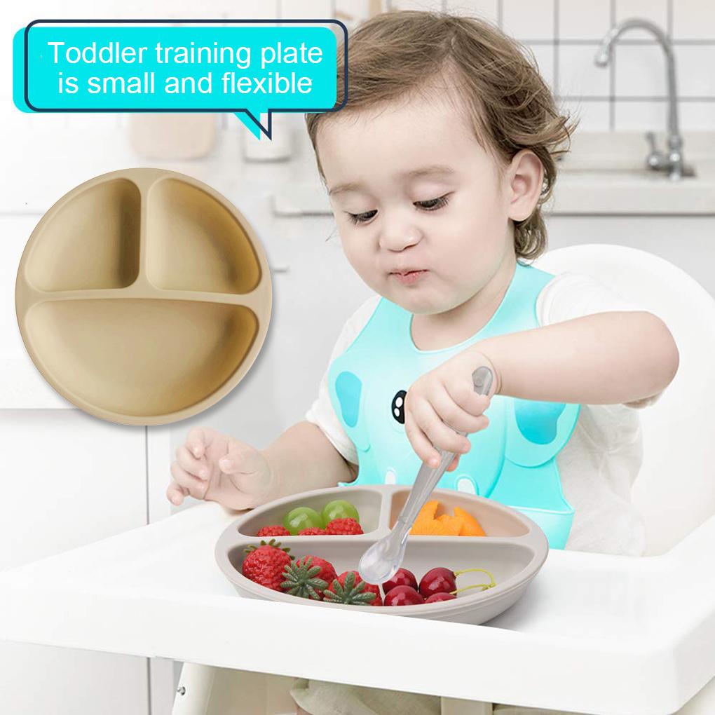 Silicone Divided Kitchen Dining Storage Plate Infant Dinnerware Toddlers Adults Washable Reusable Eating Training Dish