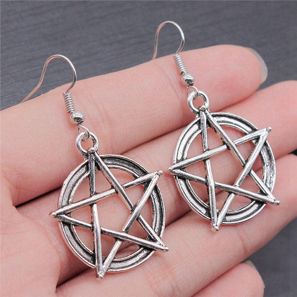 Bohemian Hot-Sale Star Moon Pentagram Circle Dangle Earrings Memorable Wedding Gift for Daily Style