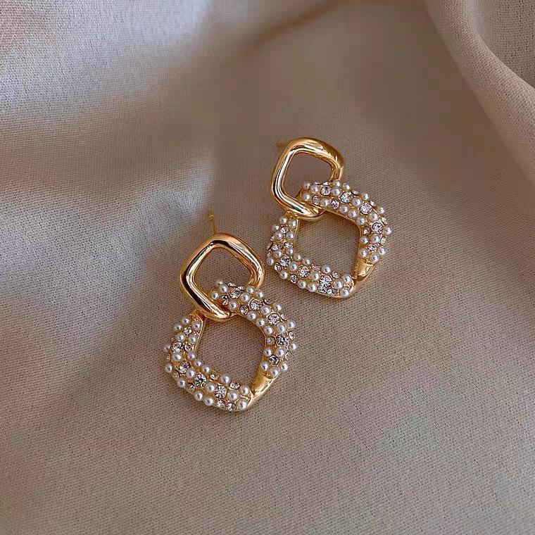 SKEDS Korean Style Exquisite Bow Cross Crystal Earrings Jewelry For Women Girls Elegant Shining Boutique Decoration Ear Rings