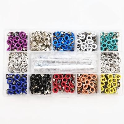 500pcs Multi-Color Metal Eyelets Grommets Kit with Installation Tools for Leather Canvas Shoes Belts Bags Crafts