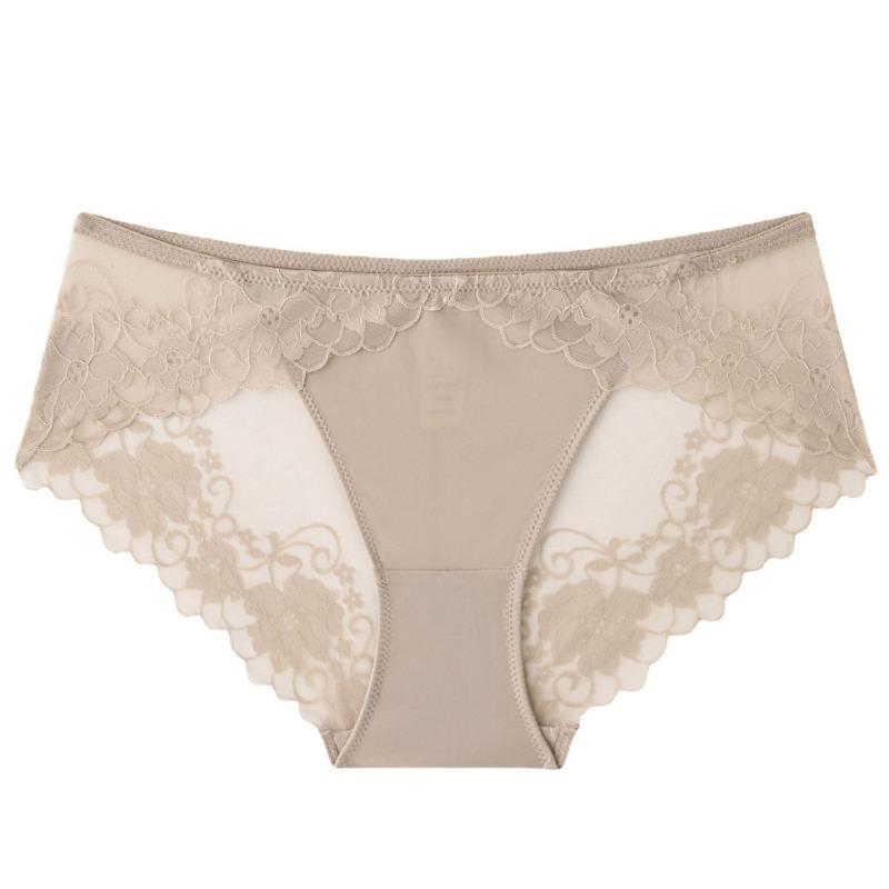 French Style Sexy Low Waist Breathable Hip Lifting Lace Panties With Cotton Crotch