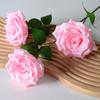 Artificial Rose Flower Realistic Fake Long Stem Rose Bouquet with 3 Heads Blooms for Wedding Centerpiece Home Party Decor