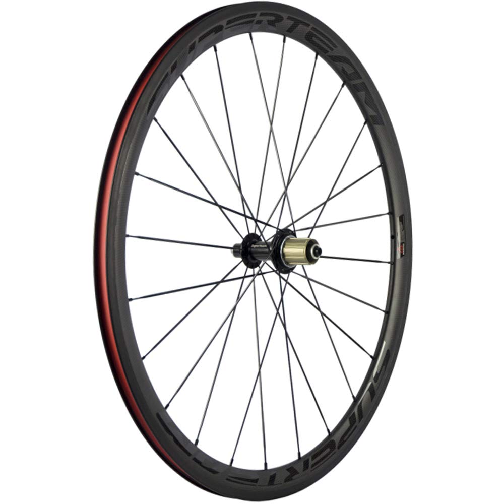SUPERTEAM 38/23mm Carbon Fiber Road Bike Wheelset 700c Wheels with R13 Hubs (Clear)