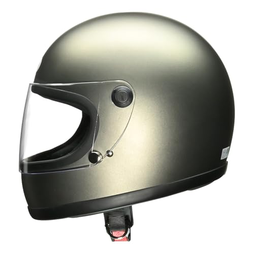 LEAD RX-100R II Full-Face Motorcycle Helmet, Matte Dark Silver, One Size Fits Most (57-60cm), Removable Mesh Interior, One-Touch Buckle, Compatible wi