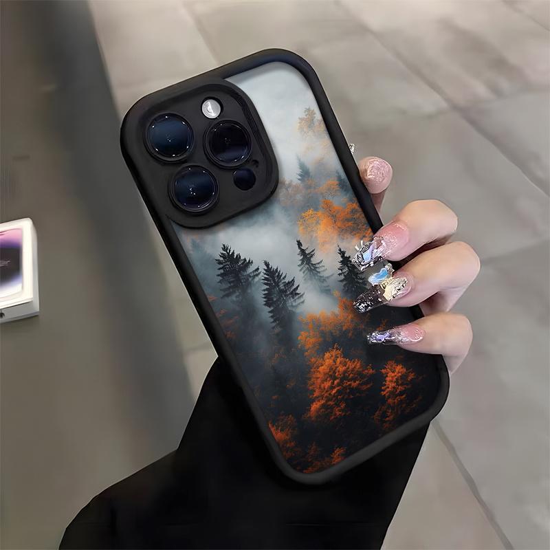 Smoke Forest Landscape Pattern Phone Case for iPhone 17 16 15 14 13 12 11 Pro/Max/Plus Anti Drop and Anti Shock Back Cover