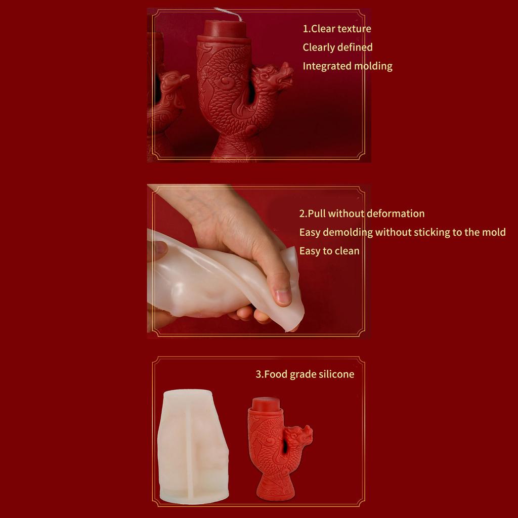 Cartoon Dragon Phoenixes Scented Candle Silicone Mold Epoxy Gypsum Handwork Soap Mold Plasters Mold Cake Making Supplies