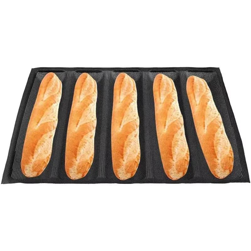 5-Cavity Reusable Silicone Mold Baguette Shape Non-stick French Bread Baking Pan Tool Chocolate Cake Mold Baking Accessories