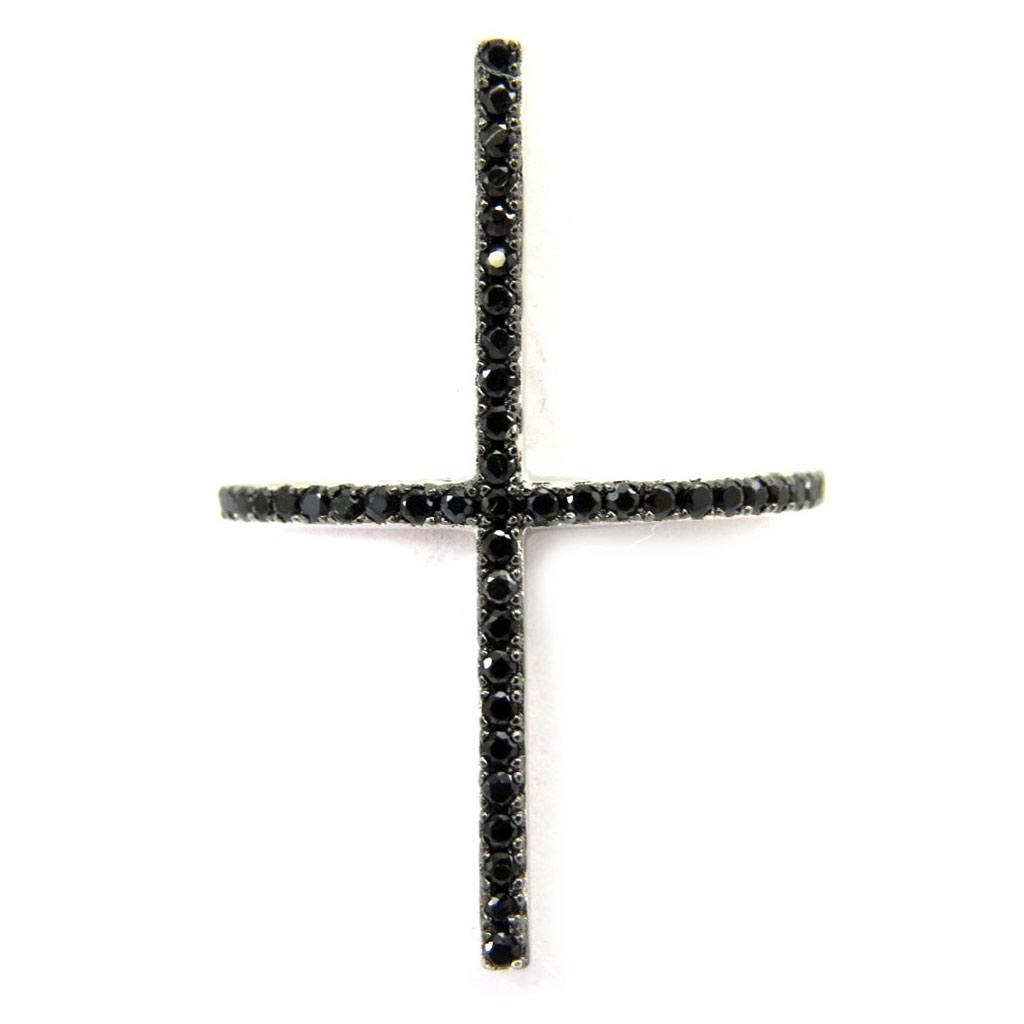 Inel negru de argint „Sissi” (cruce)