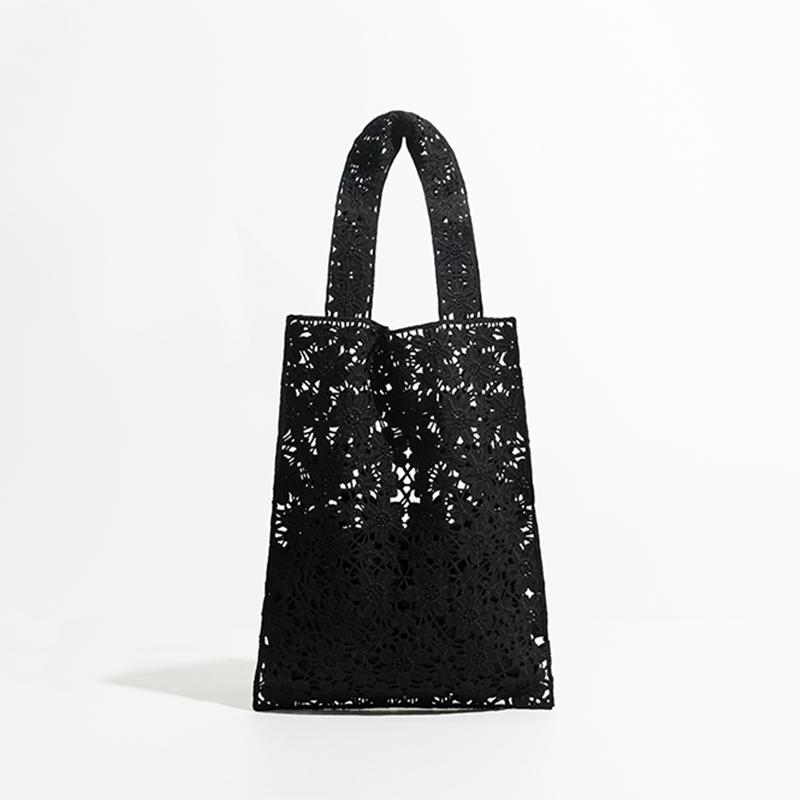 

Женская сумка через плечо, роскошная летняя пляжная сумка, милая модная сумка с полым цветком, элегантная сумка, большая сумка для покупок чёрный