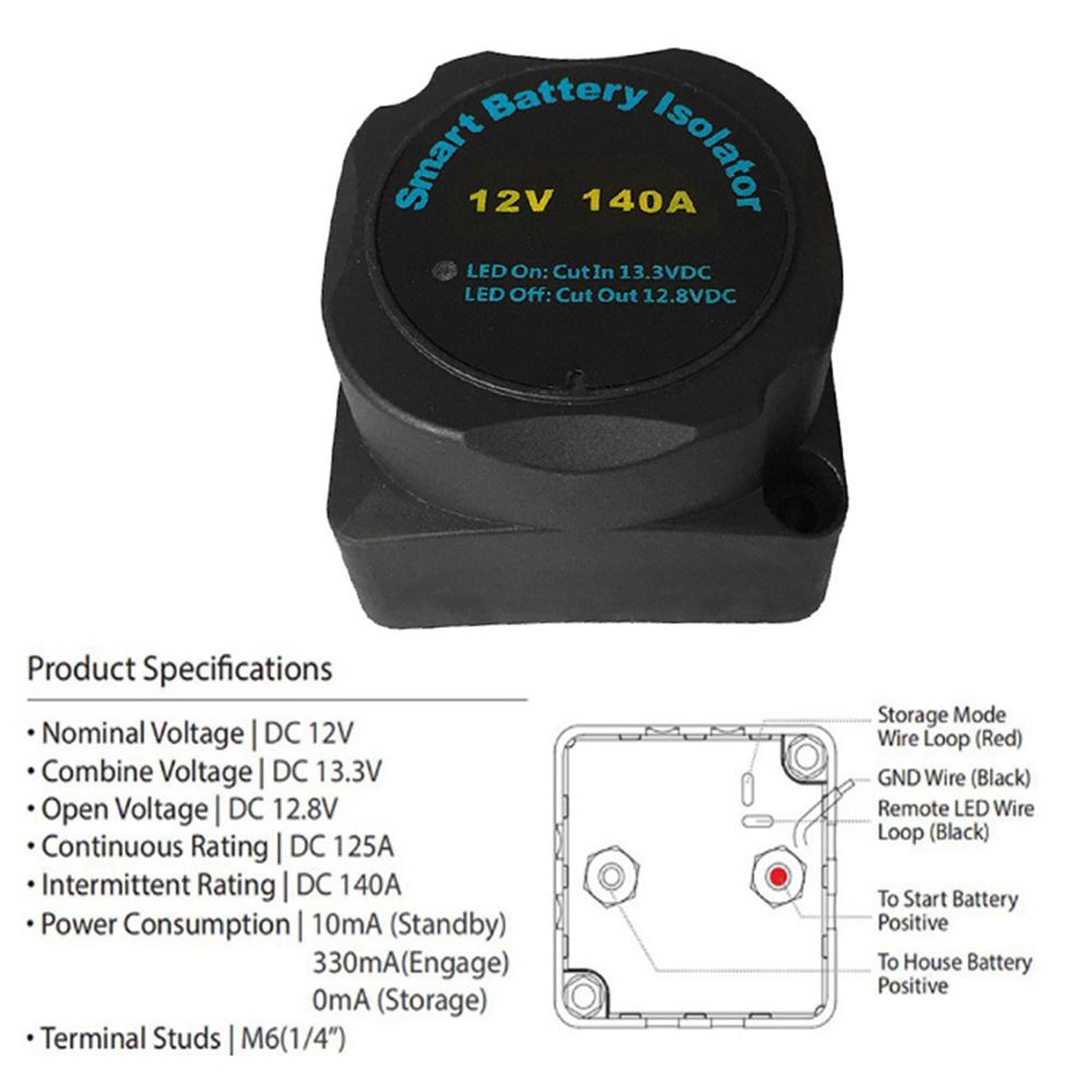 Spannungsempfindliches Relais Automatisches Laderelais 140A Doppelbatterie-Trennschalter (VSR)