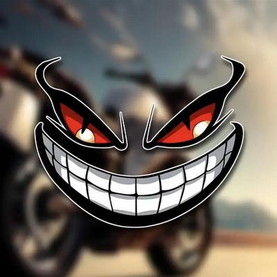 Wodoodporna Naklejka na Samochód i Motocykl z Uśmiechniętym Diabłem - Kreskówkowe Wyrażenie dla Handlu Międzynarodowego