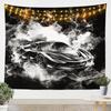 Japanese Car Tapestry, Fuji Mountain and Cherry Blossom Print Wall Hanging for Bedroom, Living Room and Aesthetic Decor
