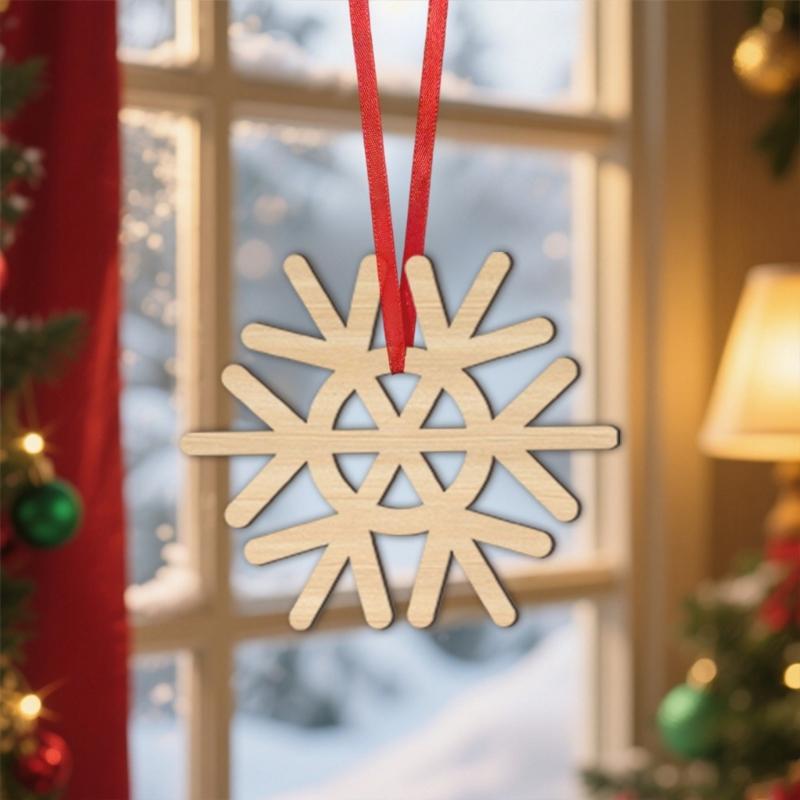 Handmade Wood Snowflakes Decorations For Festival DIY Crafts Customizable Holiday Homes Office Wall Display