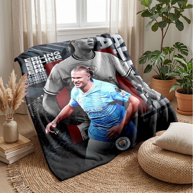 Erling Haaland Theme Blanket Soft Flannel Blanket Plush Throw Blanket Cozy Sofa Bed Blanket for Home Decor