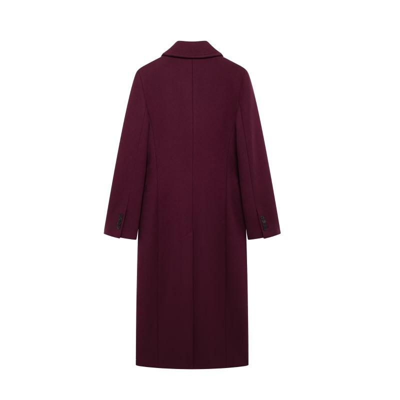 Womens Winter Wool Blend Coat Mid-Length Double-Breasted Turn-Down Collar Street Style Outerwear