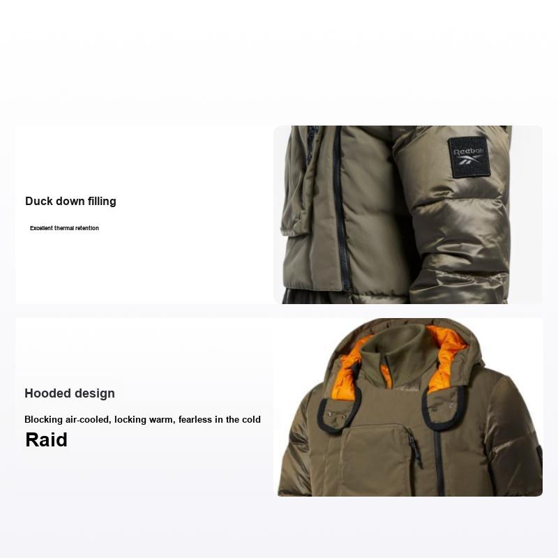 Reebok Hooded Casual Outdoor Sports Warm Down Jacket Men Jacket Military-Green GR8944