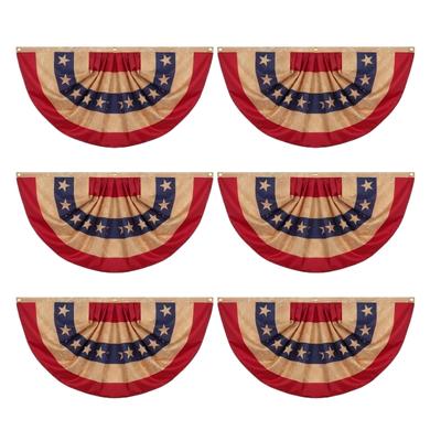 6pc 60x120cm Vintage Style American Fan Shaped Flag Bunting Set for Memorial Day and Independence Day Decoration