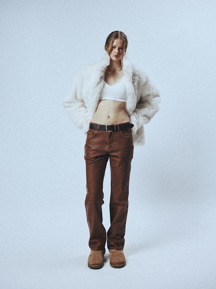 SUNDAY FRUIT MARKET W) Vintage Leather Flare Pant Brown