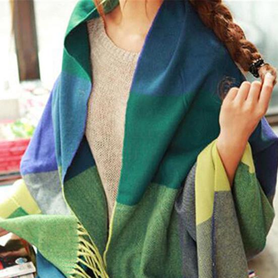 

Женский клетчатый шарф, широкая шаль с запахом