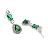 Rhodium-Plated American Diamond Studded Fashionable Necklace With Earrings Jewellery Set For Girls and Women