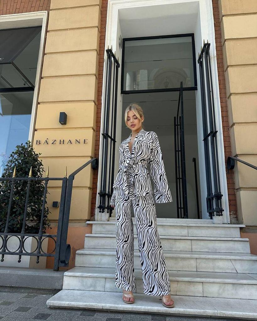 2024 Euro-American Style Autumn/Winter Long Sleeve Stripe Pajama Set - Casual Women's Comfy Pants & Shirt