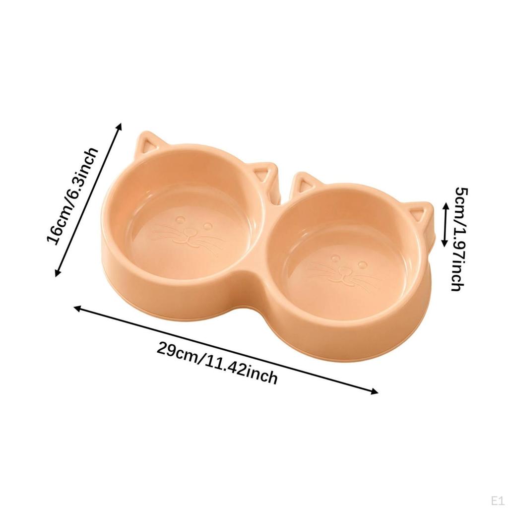 Double Pet Bowl Glossy Cat Unified Unit for Feeding, Watering Blue Face