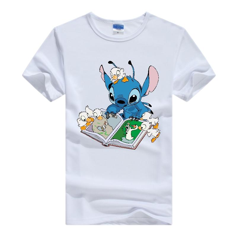Casual Disney Cartoon Woman T-shirts Lilo Stitch Gothic Blouses Y2K Streetwear Tops Stich Grunge Men Clothing Summer Hippie Tees