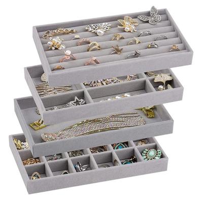 Drawer Box Stackable Velvet Jewelry Storage Box Velvet Display Tray Showcase Drawer Ring Bracelet