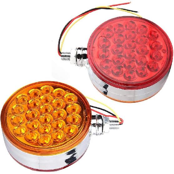 Aramox LED Marker Light, 48LED Double Face Single Stud Mount Side Marker Reflective Sealed Light for Trailer Truck