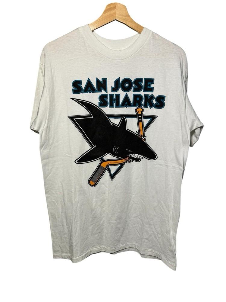 Vintage 1990s San Jose Sharks Single Stitch XL White T-Shirt NHL Hockey Unisex T-Shirt M