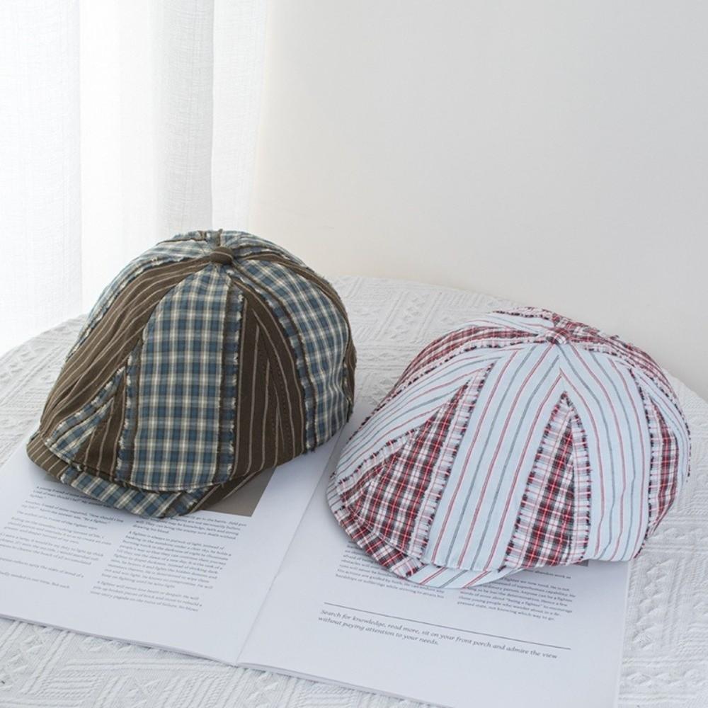 Korean Style Newsboy Caps Forward Cap Painter Hat Fashion Plaid Berets  Ladies