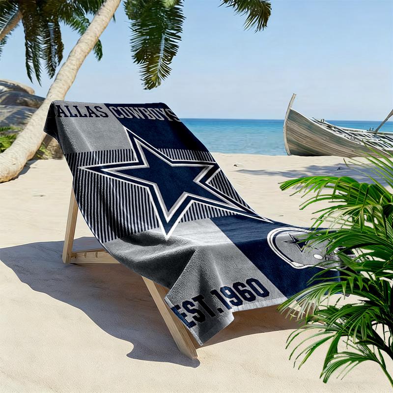 Asciugamano da Spiaggia con Stampa Dallas Cowboys, Asciugamano Grande Morbido ad Asciugatura Rapida per Spiaggia Campeggio Nuoto