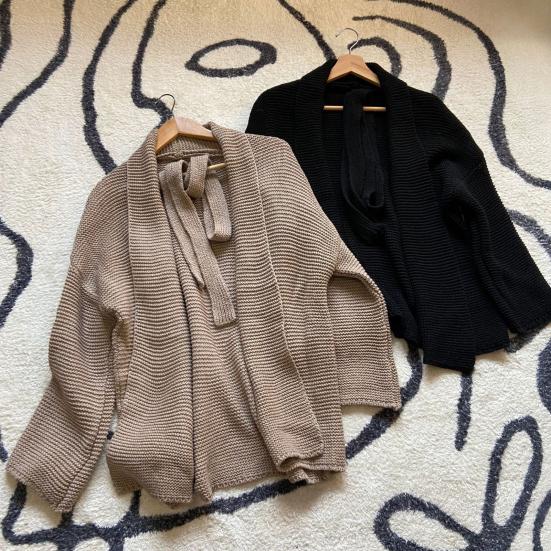 Women's Oversized Knitted Cardigan Casual Open Front Long Sleeve Sweater Coat Fall Winter Warm Outerwear