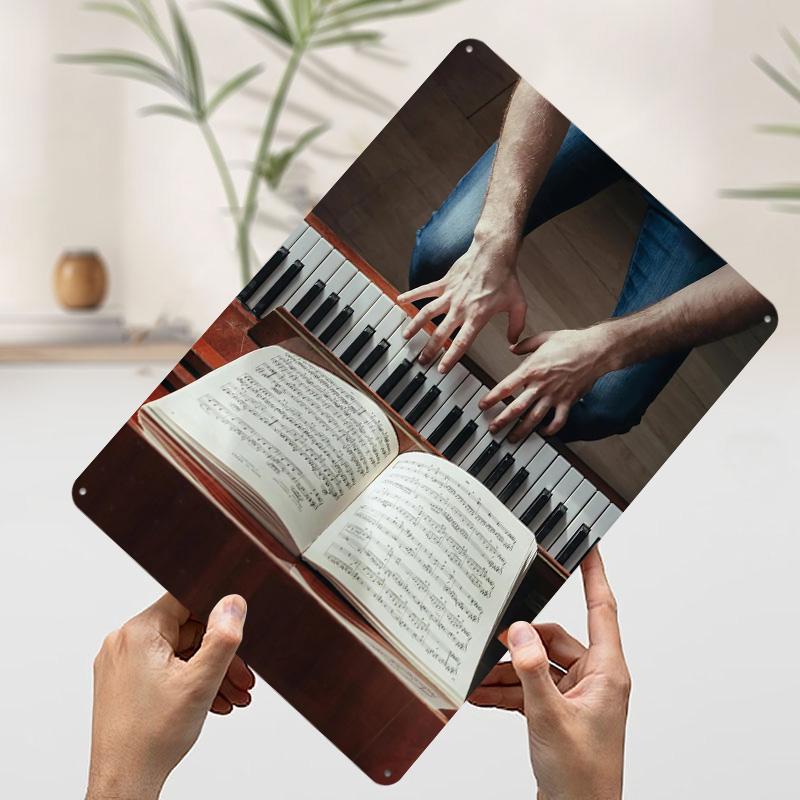 

Piano Player With Sheet Music Poster Customized Wall Art Vintage Metal Signs Retro Tin Plaque for Man Cave Garage Decorations 7.9x11.8In(20x30cm)