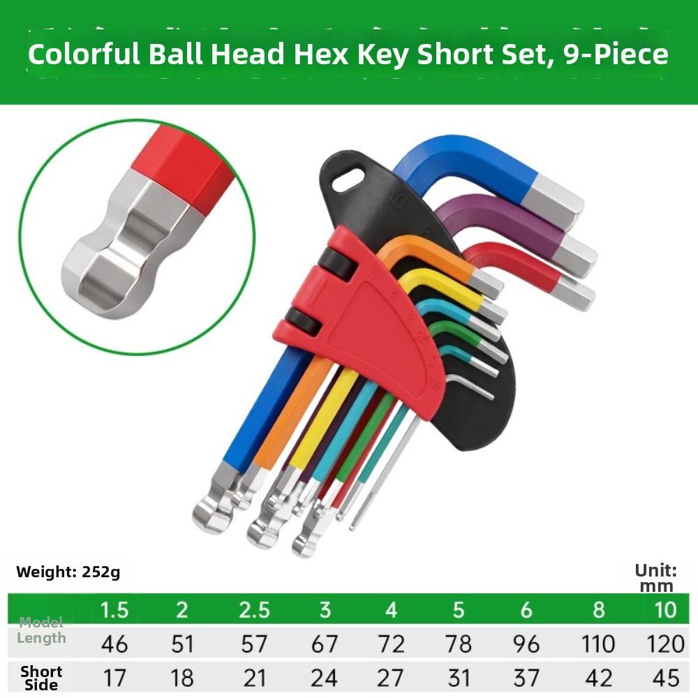 Precision Allen Wrench Set 1.5mm To 10mm Hexagon Spanner Set Heavy Duty L Wrench Kit For Machinery