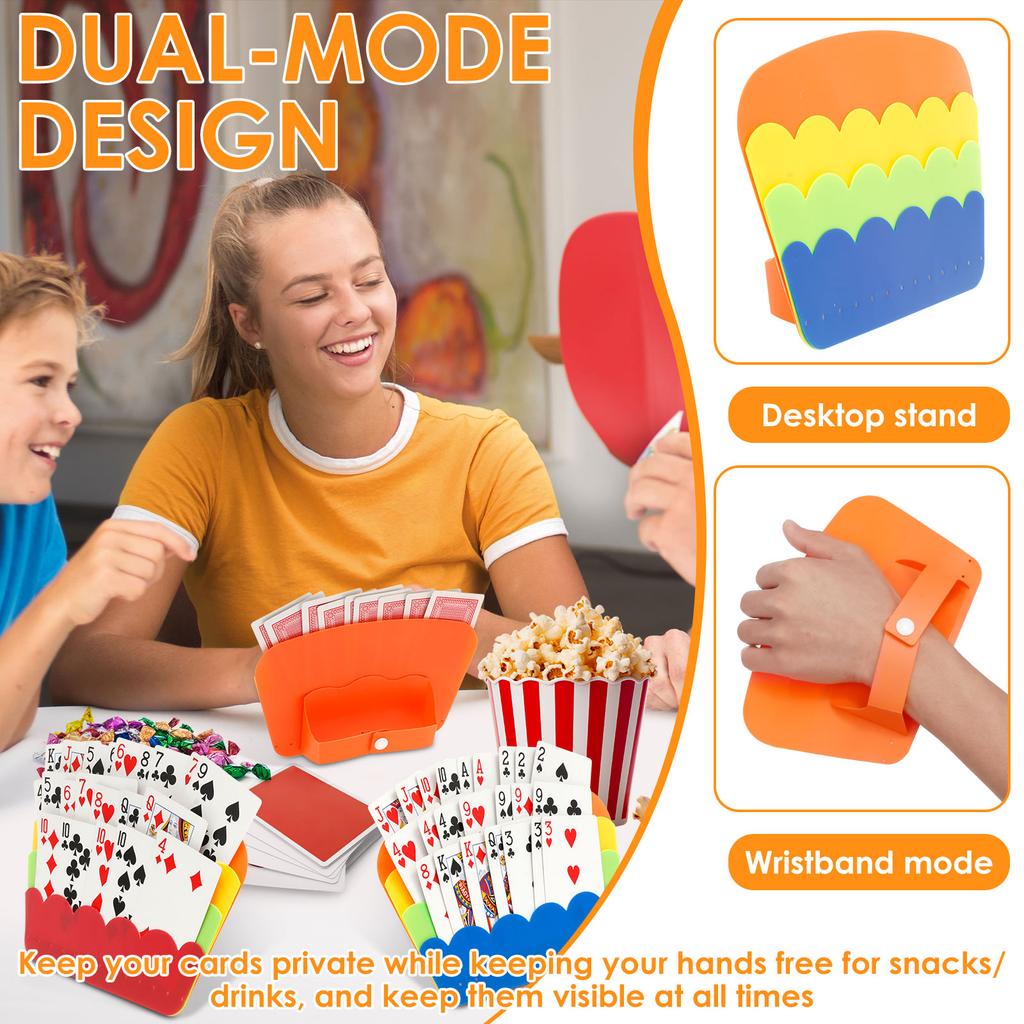 4 Pcs Portable Card Holder Plastic Playing Card Holders 3 Layer Design Reusable Playing Cards Holder for Party Family Fun Game