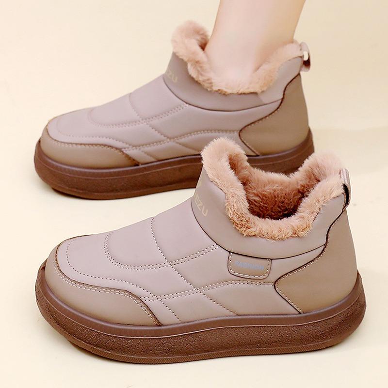 Shoes: Women's New Fleece Warm Snow Boots in Winter, Casual, Comfortable, Non-slip, One-foot Mom Shoes