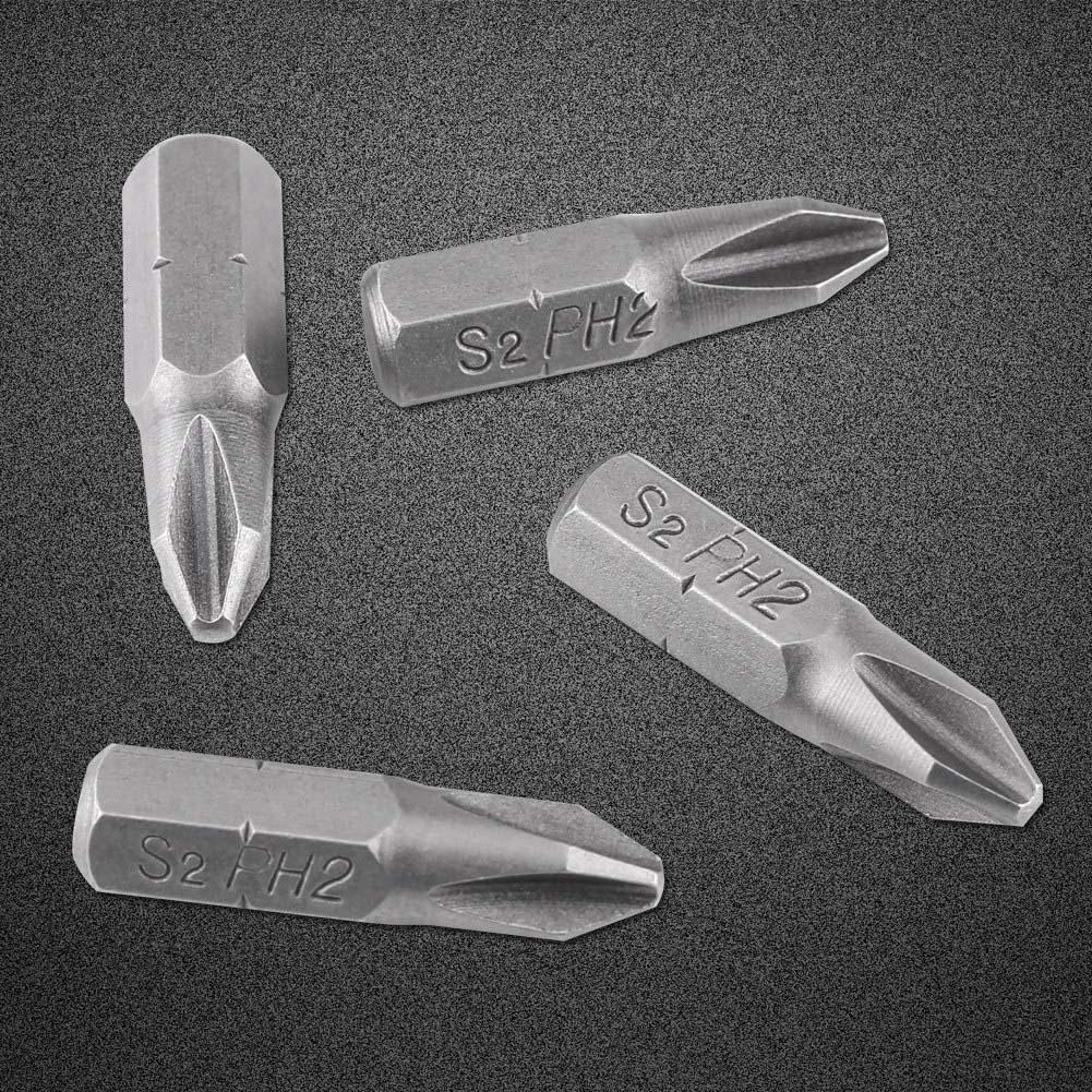 10 Pcs 25mm Length 1 4 Inch Hex Shank S2 Magnetic PH2 Cross Head Screwdriver Bits