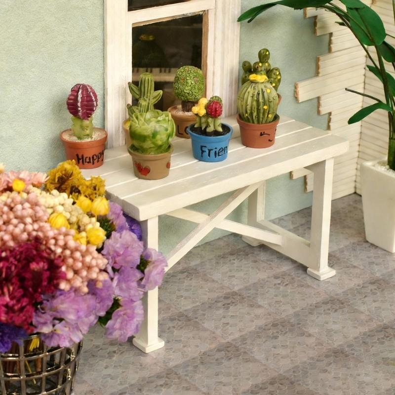Simulation Miniature Garden Table Natural Wood Flower Stand Figurine For 1/12 Doll House Scene Display Kids RolePlay Game