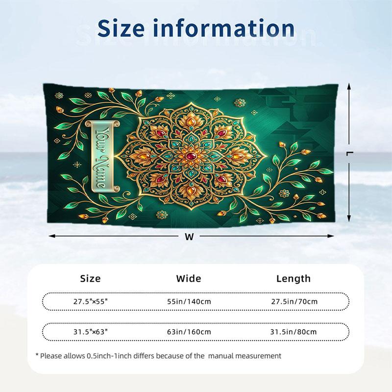 Floral Garden Theme Beach Towel Personalized Custom Name & Text Soft Quick Dry Beach Towel for Swimming Travel