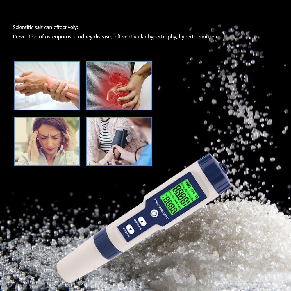 5 In 1 Water Quality Detector TDS EC PH Salinity Temperature Meter Portable Water Quality Tester for Aquariums Pools Spa