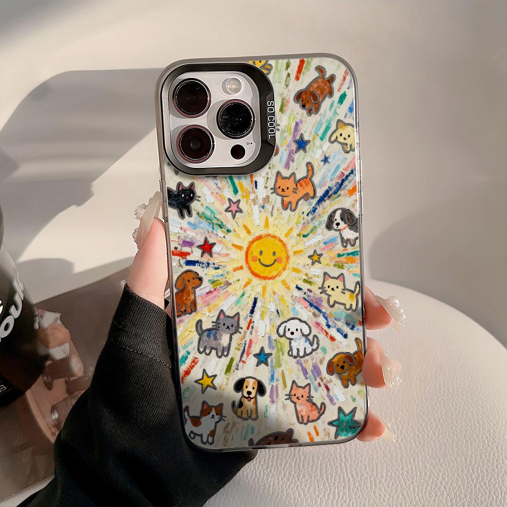 Graffiti Cartoon Cat Phone Case For Samsung S26 Ultra S25 S24 A17 A07 A56 5G A55 A36 A54 A33 A16 A06 A25 A34 A15 Plating Cover