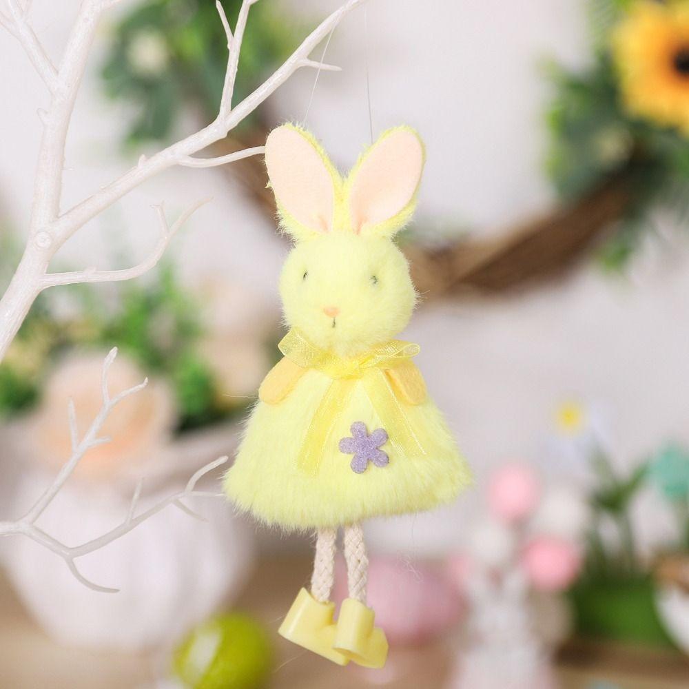 Plush Rabbit Doll Pendant Cute Happy Easter Decoration Easter Long Legs Bunny Doll Children Gift
