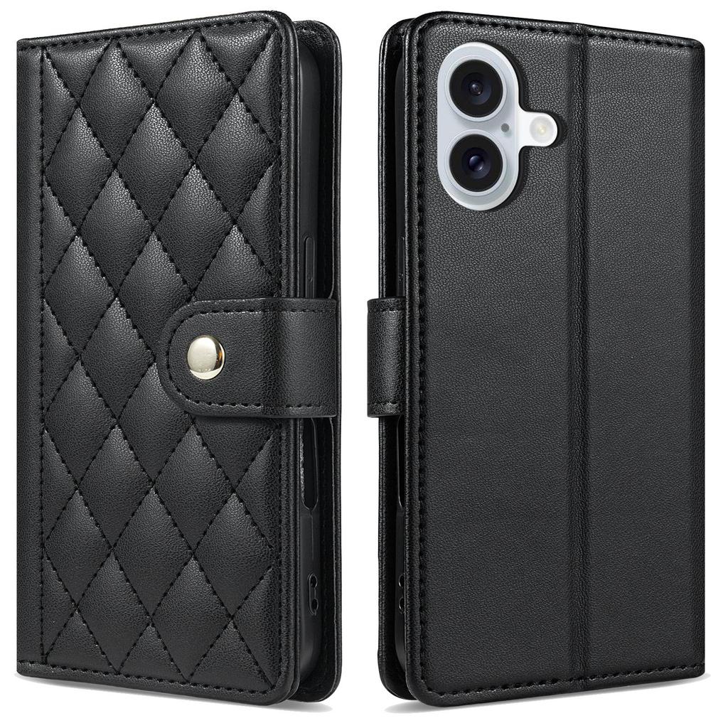 Funda tipo cartera de cuero con diseño de rejilla 3D y correa de lujo, soporte para libro para iPhone 17 16 15 Pro Max Samsung S25 S24 Plus A17 A16, para chicas, ranura magnética para tarjetas, tapa abatible