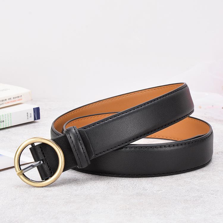 Women'S Jeans Belt Women'S Leather Casual Cowhide Belt Thin And Simple