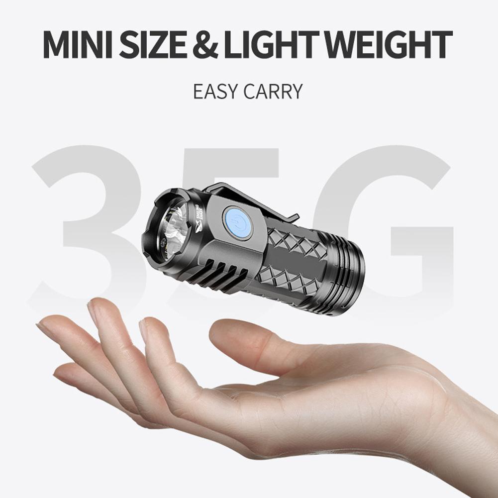 3LED Mini Portable Torch with Pen Clip Car Repair Working Lights Anti-Slip Repair Emergency Light 500mAh for Outdoor Camping Use