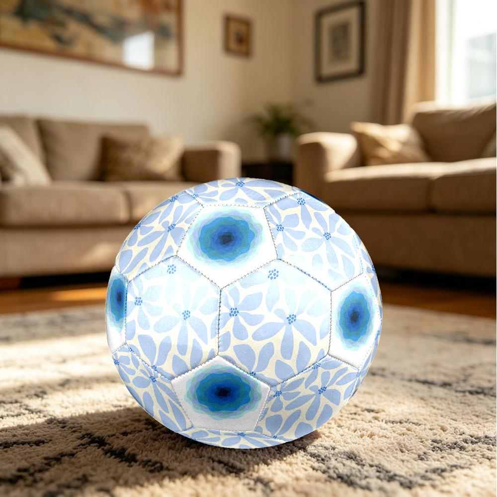 1PC Blue Floral Bloom Soccer Ball Size 5 Football Machine Sewn Indoor/Outdoor Universal Football A38