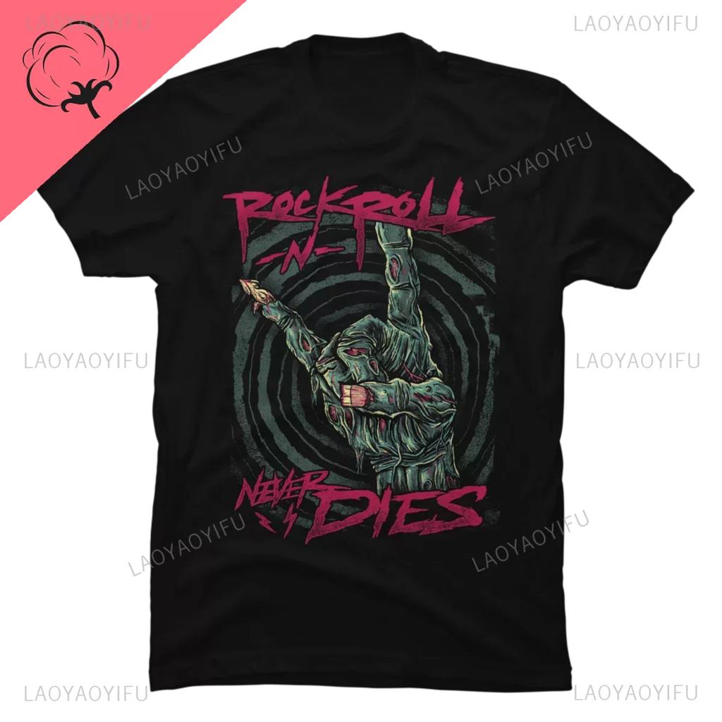 Funny Cat Meowtallica Cat Rock Music Print T-Shirts Rock Music Men Tops Fashion Oversized Tee Comfortable Unsiex Couple Wears